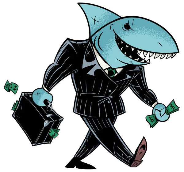 Business Shark Dark Suit — Stock Vector