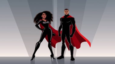 Superhero Couple Black clipart