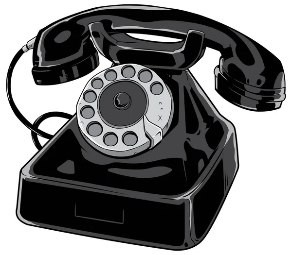Vecchio telefono su bianco — Vettoriale Stock