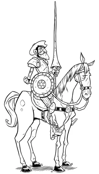 Don Quichotte Line Art — Image vectorielle