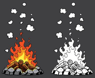 Campfire Cartoon Set vector Campfire Cartoon Set vector