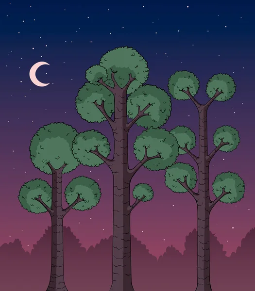 Bosque por la noche — Vector de stock