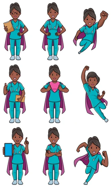 Super enfermera india conjunto femenino — Archivo Imágenes Vectoriales