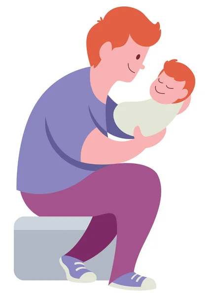 Papá y bebé en blanco — Vector de stock