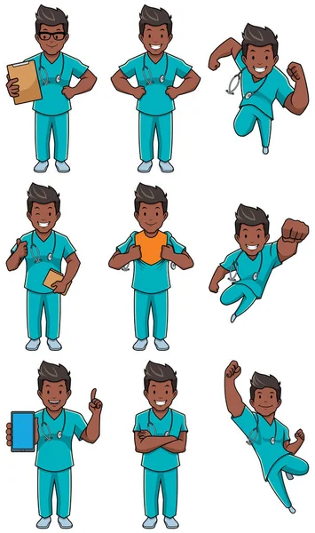 Nurse Indian Male Set — Stock Vector