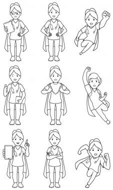 Süper hemşire kadın çizgi sanat