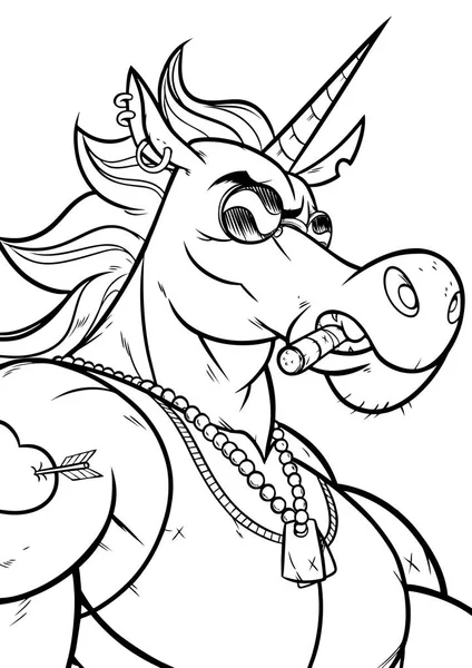 Unicorn Portrait Line Art — Image vectorielle