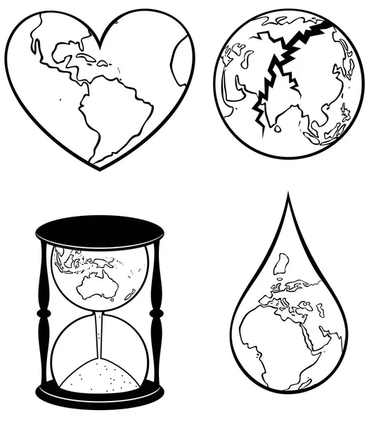 Conceptos de Ecología 2 Line Art — Archivo Imágenes Vectoriales