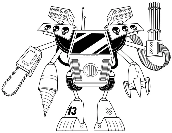 Linea Killer Robot Art — Vettoriale Stock