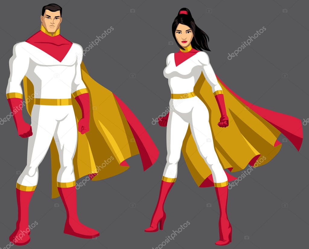 Superhero Couple Asian Isolated