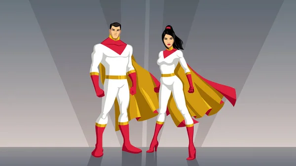 Superhero Couple Asian — Stock Vector