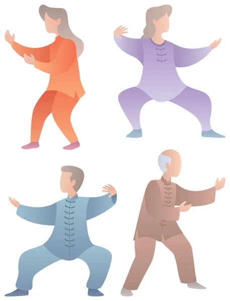 Qigong Senior personages set — Stockvector