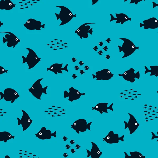 Patrón de silueta de peces de dibujos animados — Archivo Imágenes Vectoriales