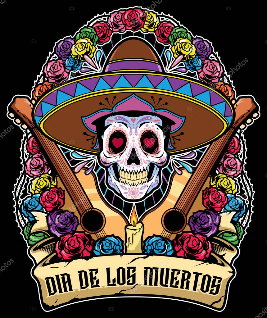 Cartoon illustration for the Day of the Dead.