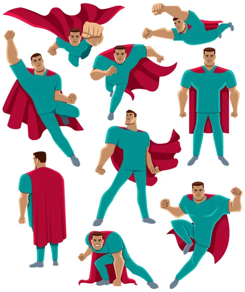Sağlık Hizmetleri İşçisi Süper kahraman — Stok Vektör