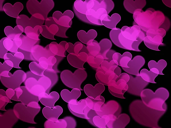 Pink Lilac Heart Bokeh Black Background — Stock Photo, Image