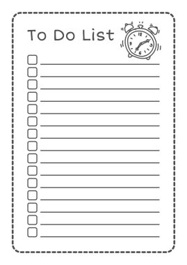 Alarm vektör yazdırılabilir yapılacaklar listesi elle çizilmiş