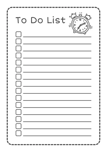 Vector Printable To Do List with hand drawn alarm — Stock Vector