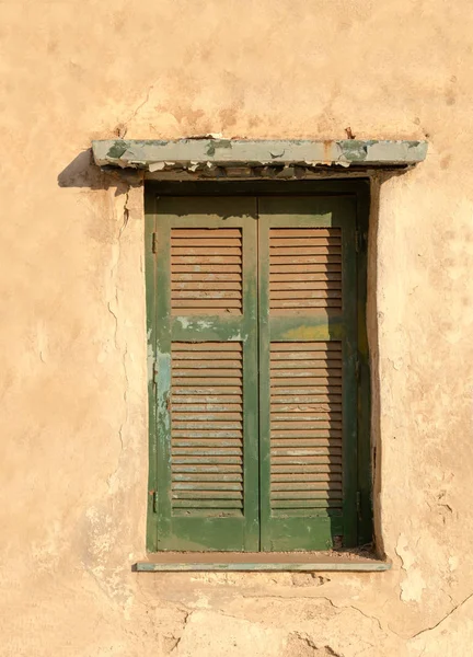 Altes Holzfenster Verwitterter Grunge Wand — Stockfoto