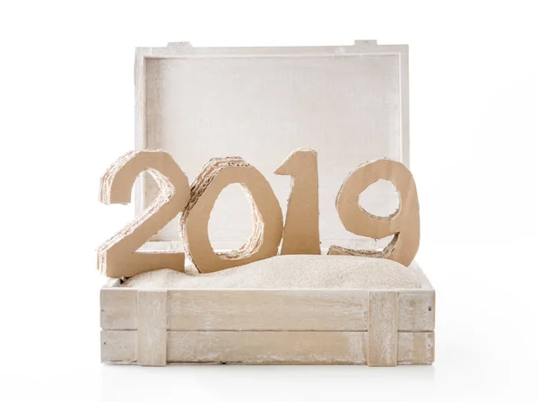 2019 Kézzel Készített Számok Készült Karton Újrafelhasznált Papír Fából Készült — Stock Fotó
