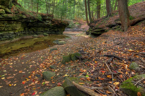 Beautiful Scene Sulpher Springs Creek Bentleyville Ohio Peak Fall Colors — Stock Photo, Image