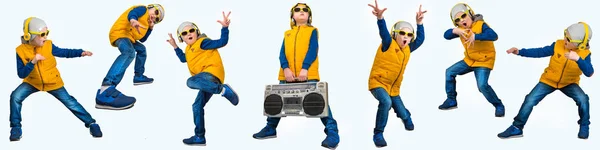 Chico Bailando Hip Hop Moda Infantil Joven Rapero Cool Rap —  Fotos de Stock