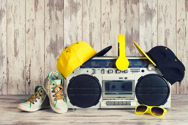 Concept Music Hip Hop Style Vintage Audio Player Headphones Fashionable — Stock Photo, Image