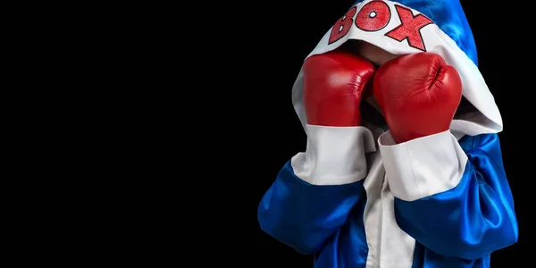 Criança Boxeador Ringue Pequeno Campeão Grande Ganha — Fotografia de Stock