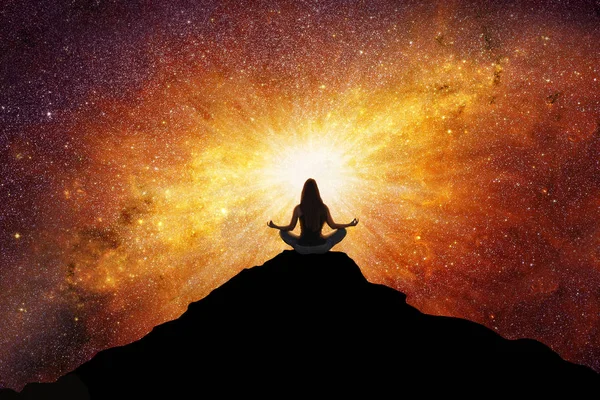 Andliga Meditation Ansluten Med Energin Universum — Stockfoto