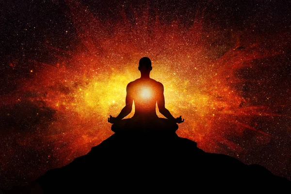 Meditação Espiritual Conectada Com Energia Universo — Fotografia de Stock