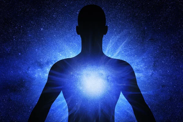 Meditação Espiritual Conectada Com Energia Universo — Fotografia de Stock