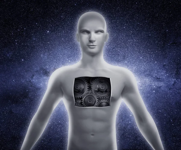 Бионический Человек Механизмами Внутри — стоковое фото