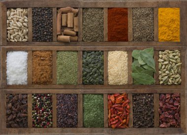 Baharat kaseleri ile arka plan