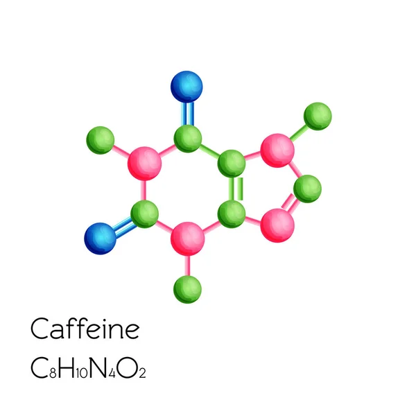 Fórmula química estructural de cafeína aislada sobre fondo blanco . — Vector de stock