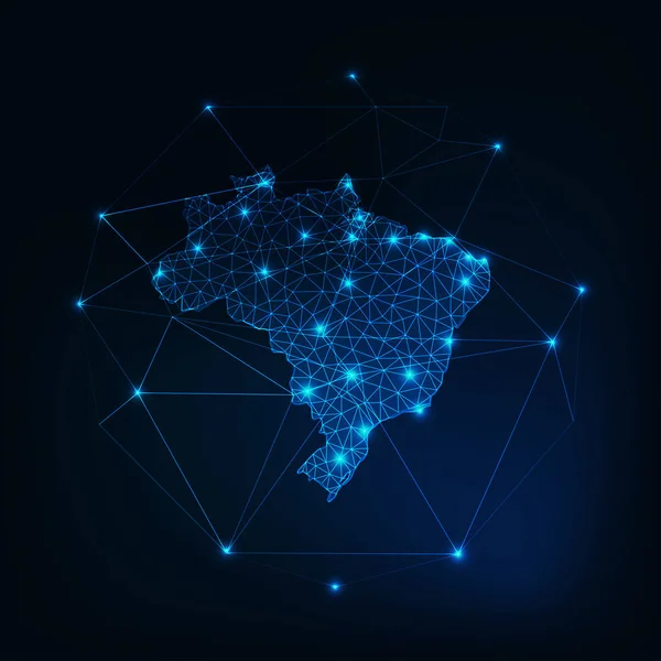 Brasil mapa esboço com estrelas e linhas quadro abstrato . — Vetor de Stock