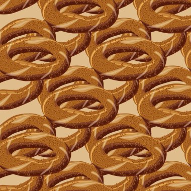 Geleneksel simit simit seamless modeli. Çizgi film vektör çizim düz tarzı.