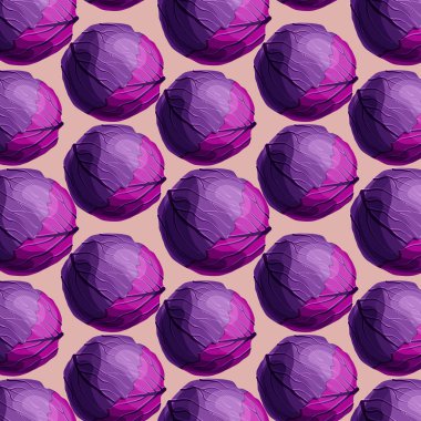 Kırmızı lahana seamless modeli. Çizgi film vektör çizim