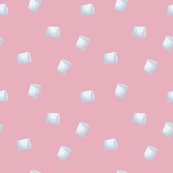 Pola marshmallow terisolasi pada latar belakang merah muda  . Stok Vektor