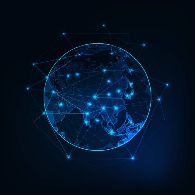Asya harita kıta anahat planet Earth görünümden alan arka plan üzerinde.