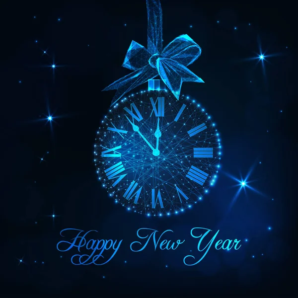 Bonne Année Modèle Carte Vœux Avec Horloge Numérique Romaine Comme — Image vectorielle