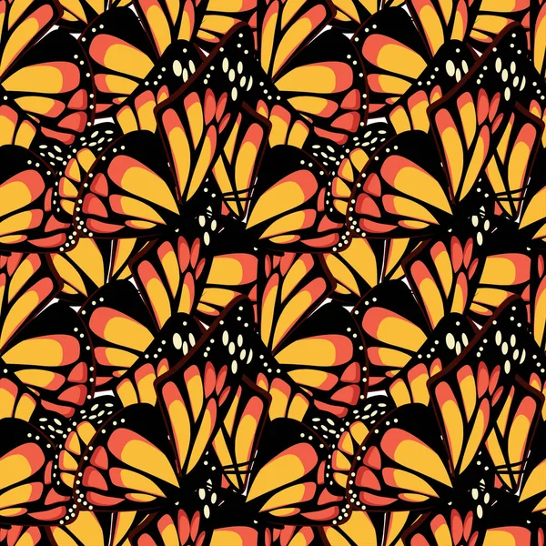 Monarca Mariposa Con Alas Macrotexturizadas Patrón Sin Costuras Ilustración Vectorial — Vector de stock