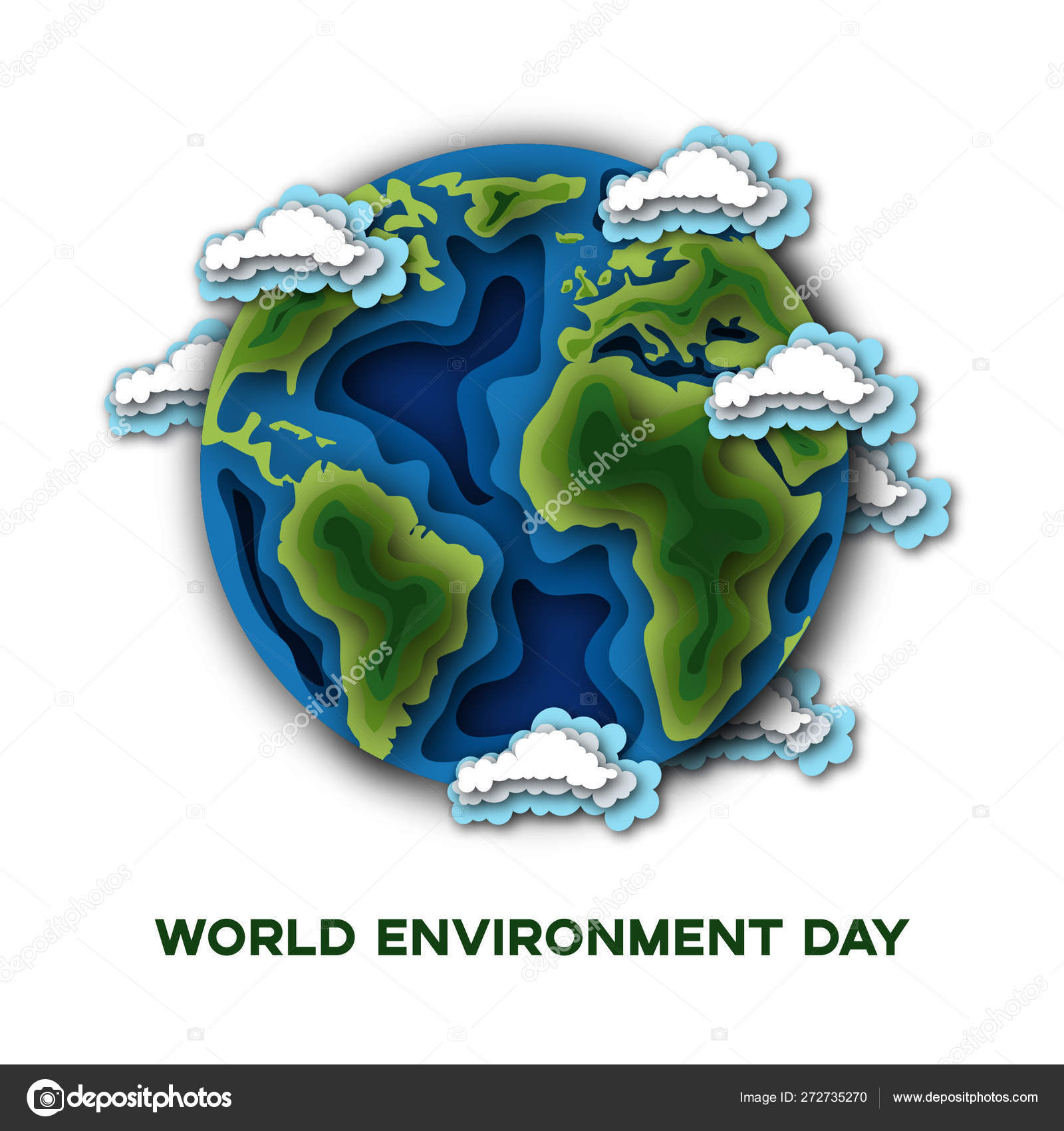 World Environment Day Poster Template With Planet Earth Clouds And Text Isolated On White Background Vector Image By C Inkoly Vector Stock 272735270
