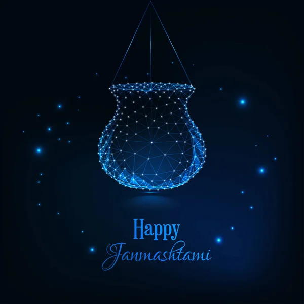 Happy Janmashtami, festival indien dahi handi célébration modèle de carte de vœux . — Image vectorielle