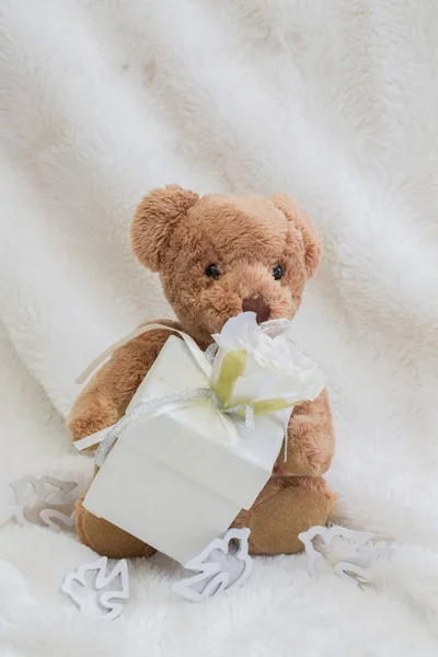 Teddybeer Met Liefde Cadeau — Stockfoto