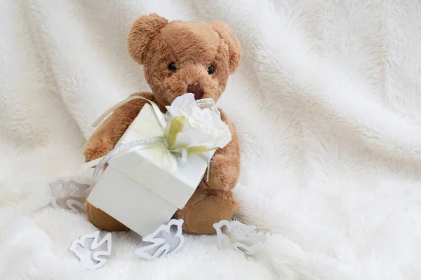 Teddybeer Met Liefde Cadeau — Stockfoto