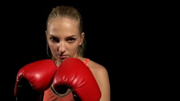 Woman Throwing Punches Punching Air White Young Beautiful Fit Woman — Stock Video