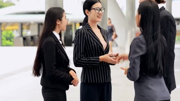 International Business Meet Greet Concept Attractive Handsome White Business Male — Stock Video