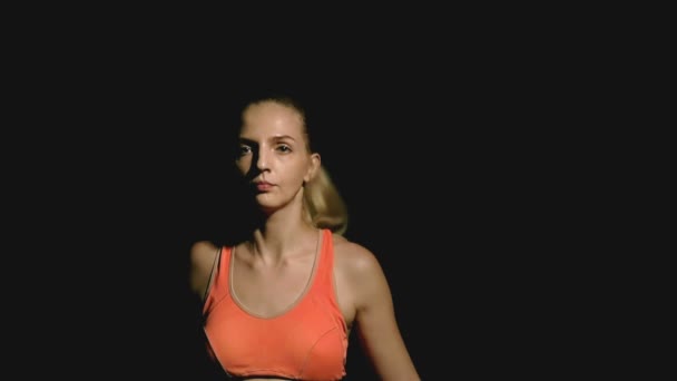 Eğitim Kadın Atlama Yoğun Kadın Atlama Atletik Kadın Açık Bir — Stok video