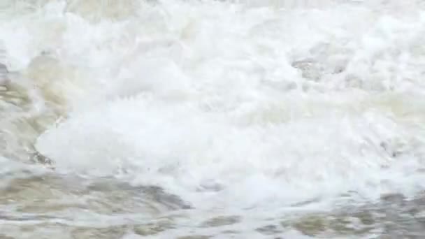 Raging Clean Fresh Mountain River Flowing Rocks Slow Motion Taken — Stock Video