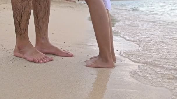 Aantrekkelijke Jonge Paar Romantiek Strand — Stockvideo